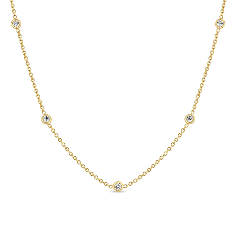 Zoë Chicco 14k Gold Small 5 Floating Diamond Station Necklace
