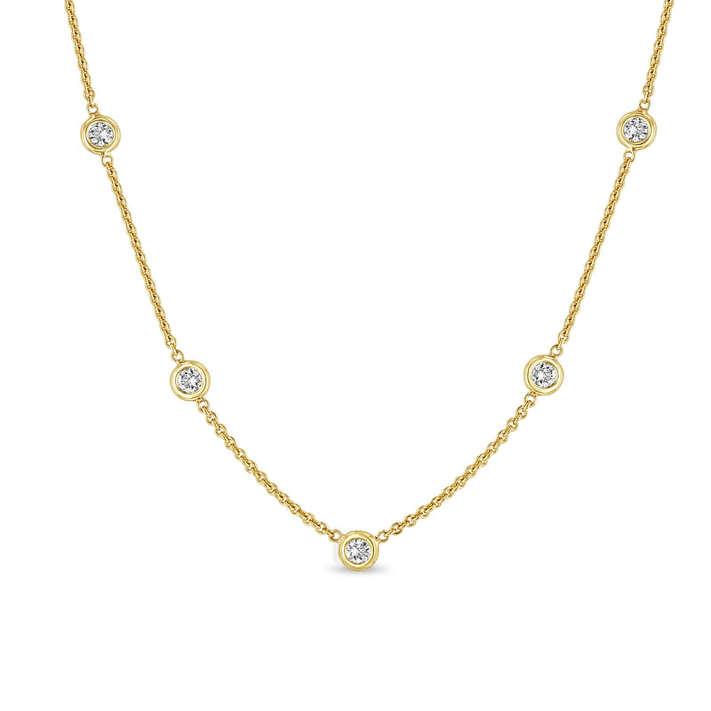Zoë Chicco 14k Gold Large 5 Floating Diamond Station Necklace
