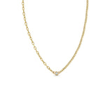 Zoë Chicco 14k Gold Floating Diamond Mixed XS Curb & Small Square Oval Chain Necklace