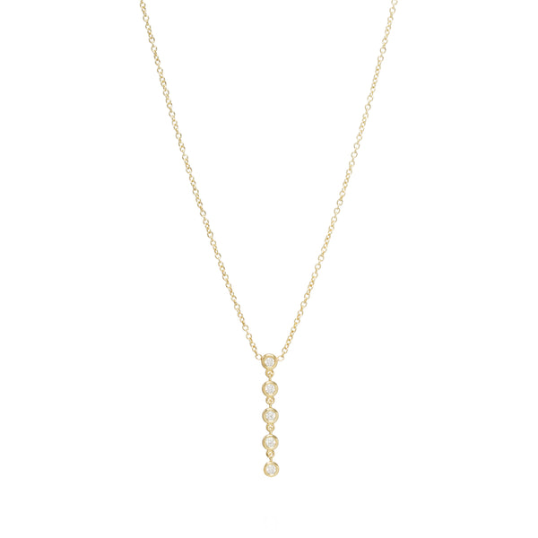 Zoë Chicco 14kt Yellow Gold 5 Linked Floating White Diamonds Y Necklace