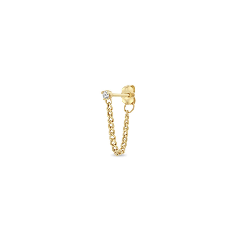 Single Zoë Chicco 14k Gold Prong Diamond XS Curb Chain Huggie Earring