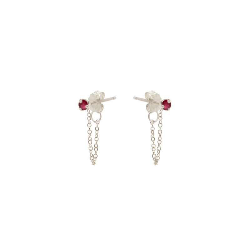 Zoë Chicco 14k Gold Prong Ruby Chain Huggie Earrings