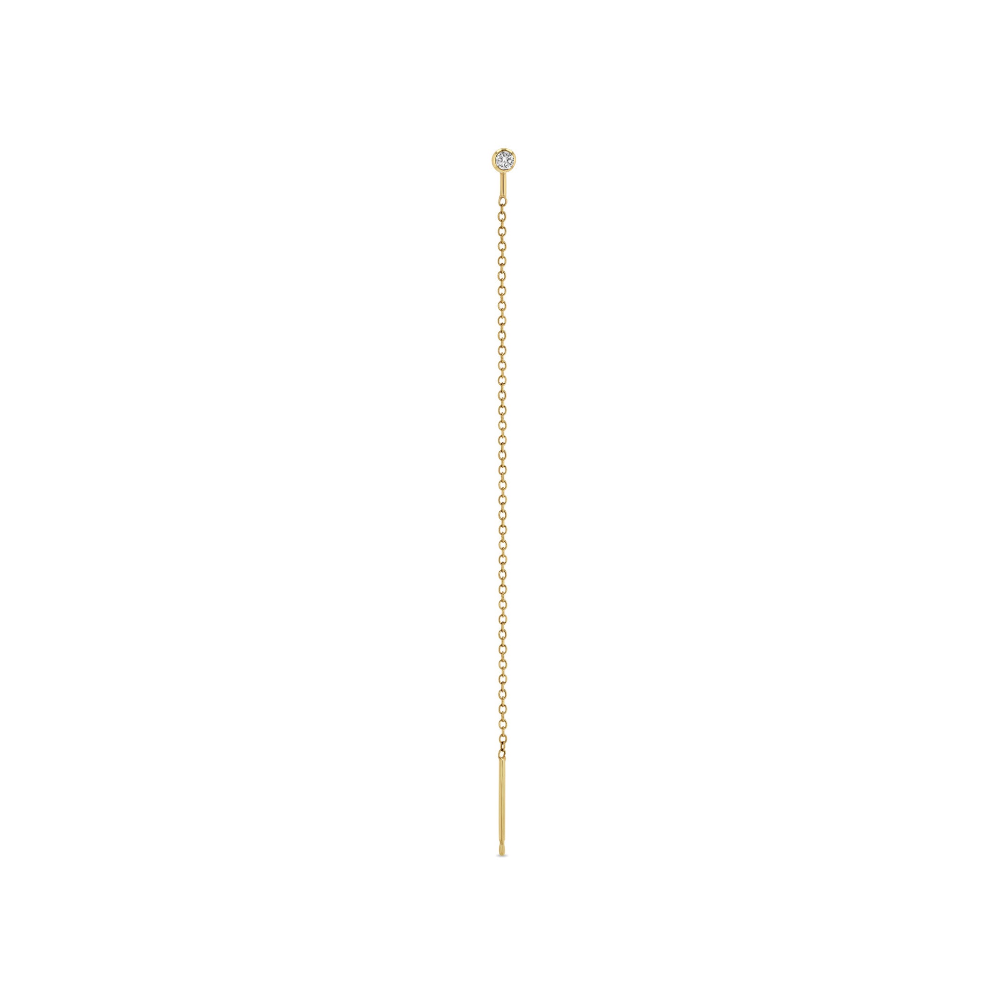 Single Zoë Chicco 14k Gold Diamond Bezel Chain Threader Earring