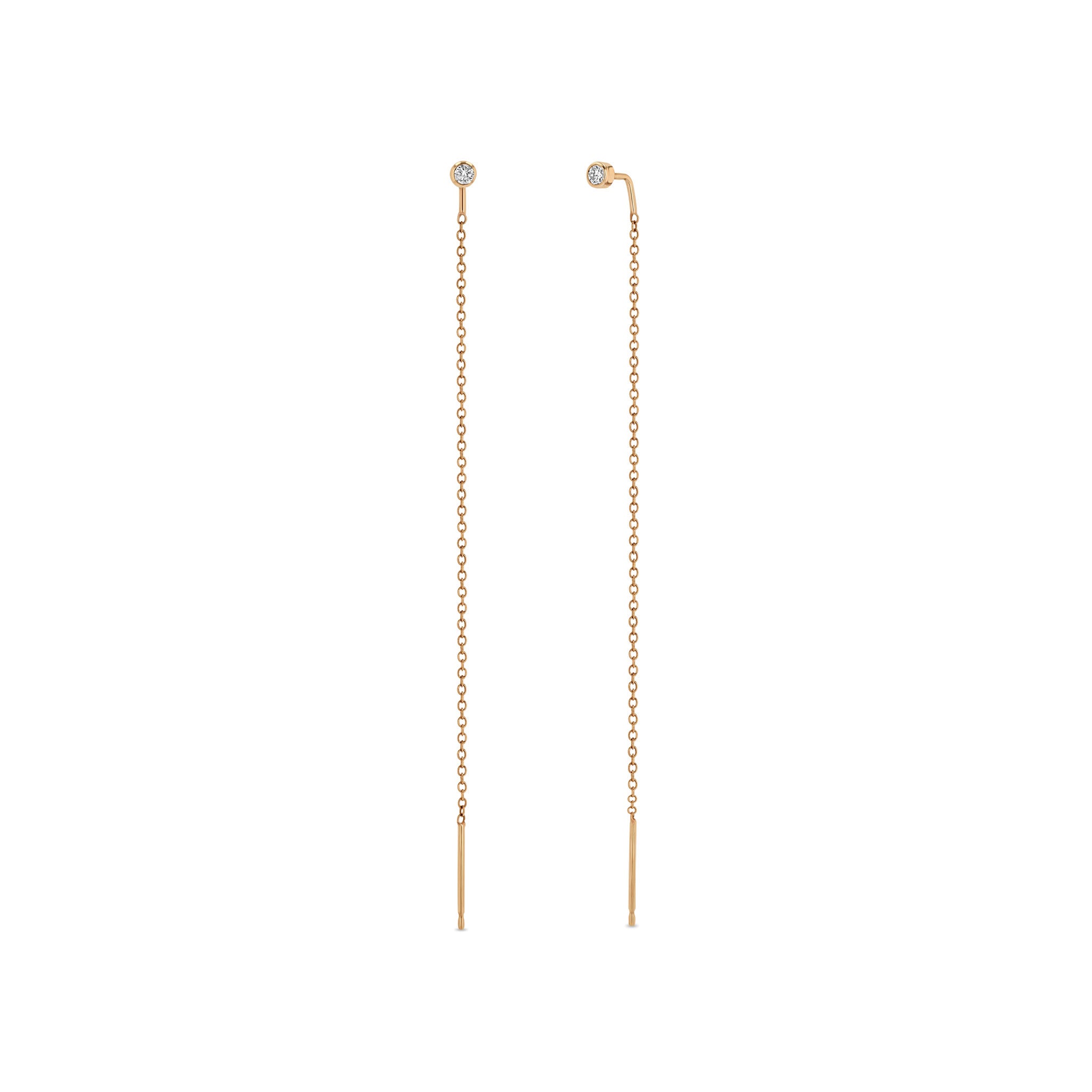Zoë Chicco 14k Gold Diamond Bezel Chain Threader Earrings