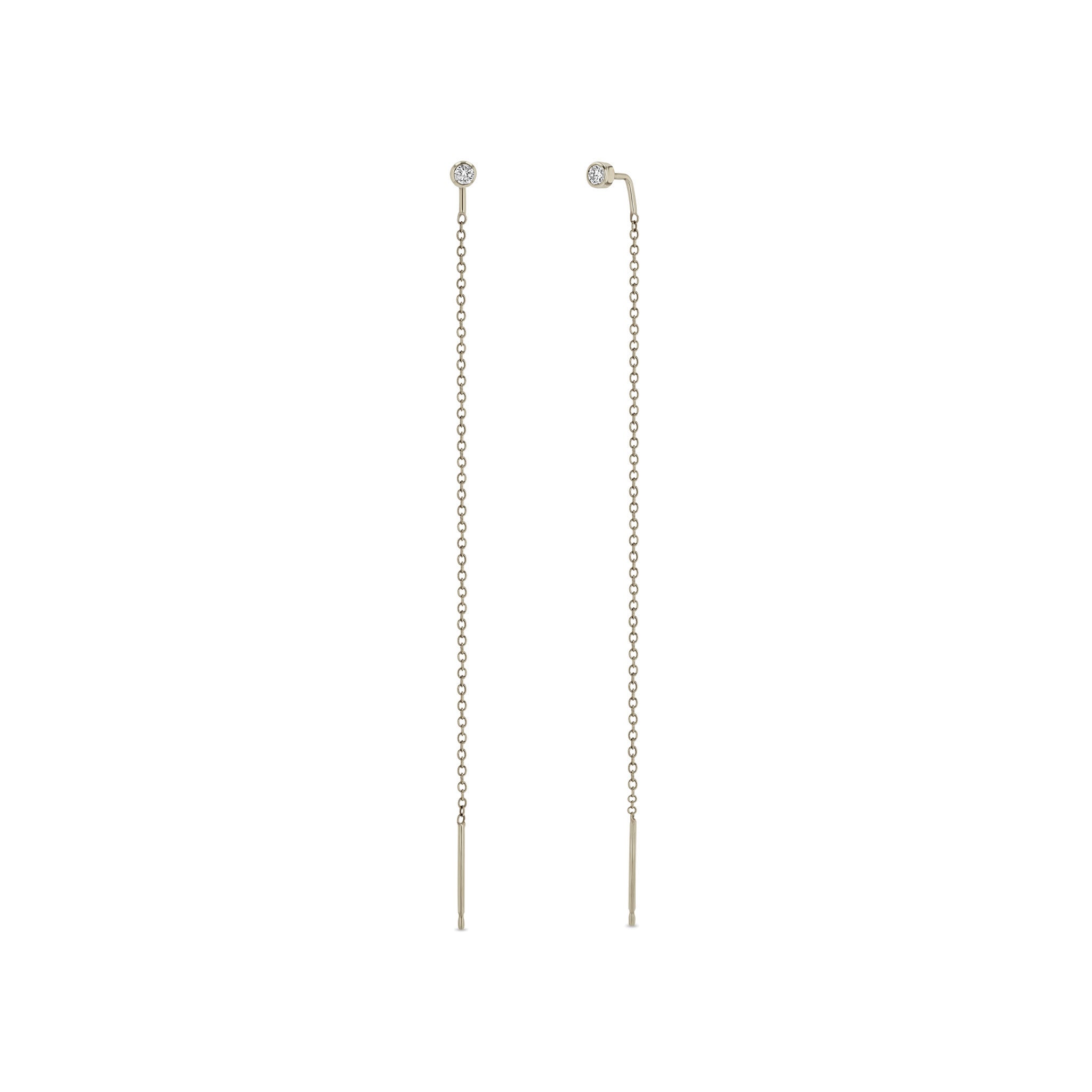 Zoë Chicco 14k Gold Diamond Bezel Chain Threader Earrings