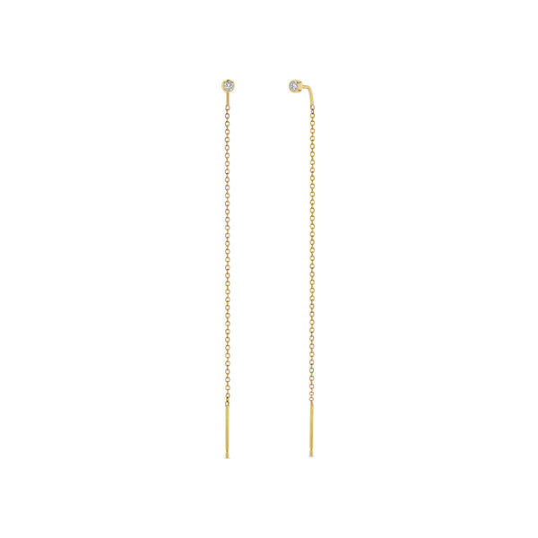 Zoë Chicco 14k Gold Diamond Bezel Chain Threader Earrings