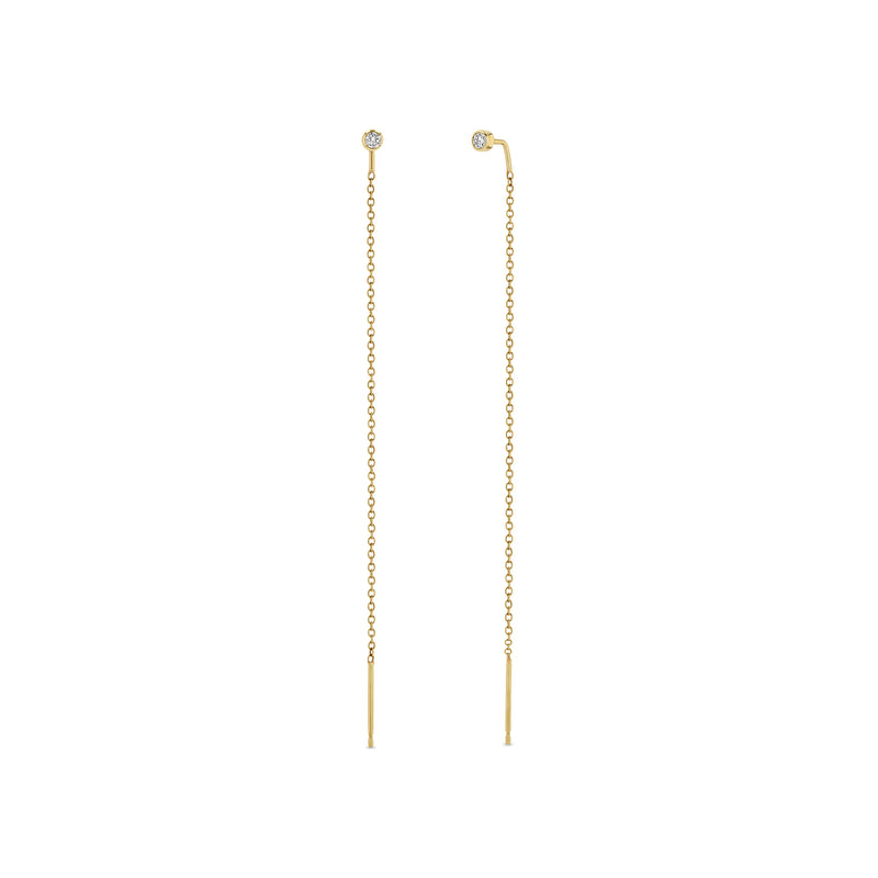 Zoë Chicco 14k Gold Diamond Bezel Chain Threader Earrings