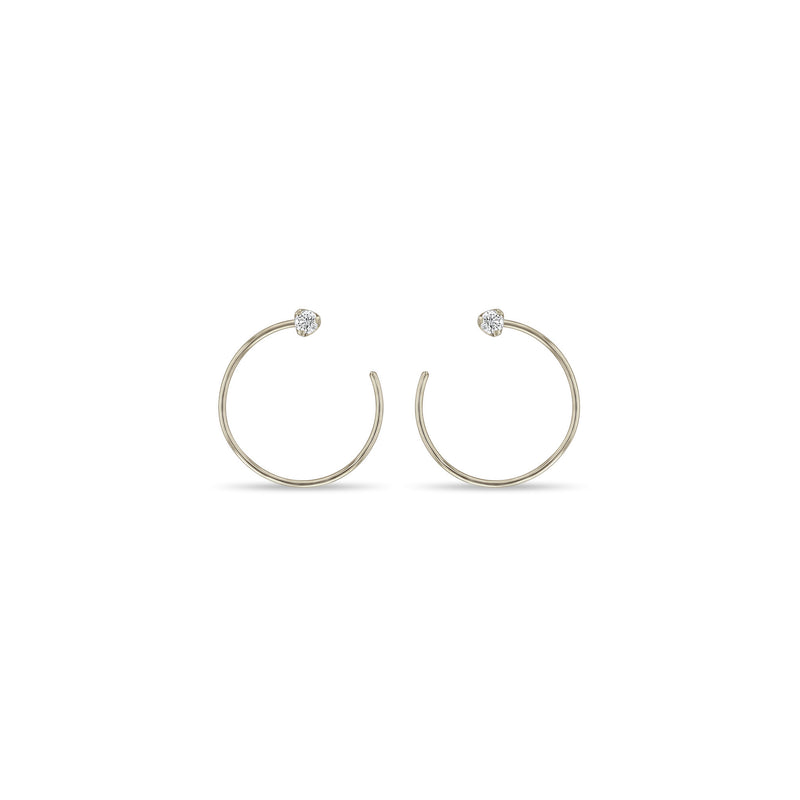 Zoë Chicco 14k Gold Prong Diamond Front Facing Threader Hoop Earrings