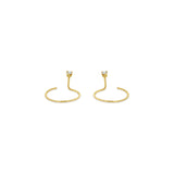 Side view of Zoë Chicco 14k Gold Prong Diamond Front Facing Threader Hoop Earrings