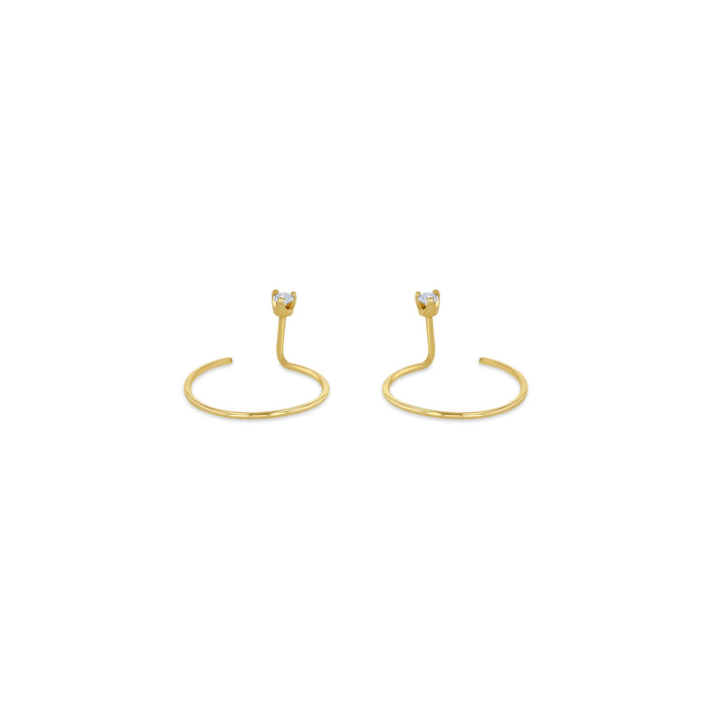 Side view of Zoë Chicco 14k Gold Prong Diamond Front Facing Threader Hoop Earrings