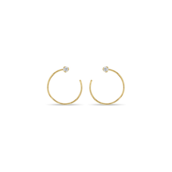 Zoë Chicco 14k Gold Prong Diamond Front Facing Threader Hoop Earrings