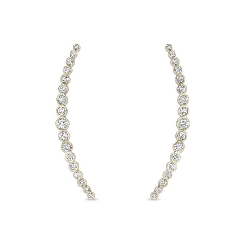 Zoë Chicco 14k Gold Long Graduated Diamond Curved Bar Drop Earrings