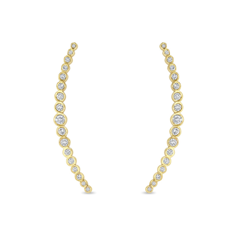 Zoë Chicco 14k Gold Long Graduated Diamond Curved Bar Drop Earrings