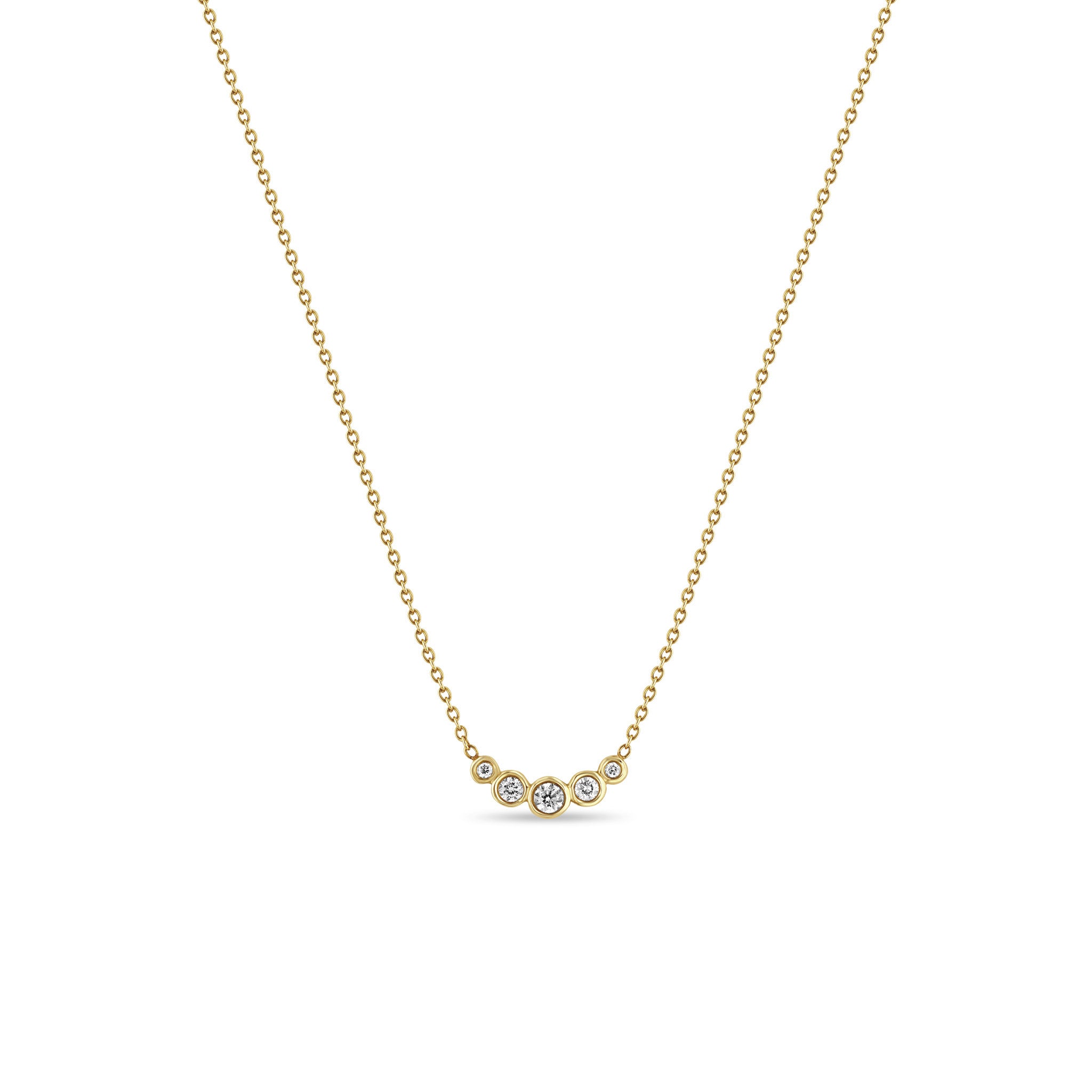 Zoë Chicco 14k Gold 5 Graduated Diamond Bezel Necklace – ZOË CHICCO