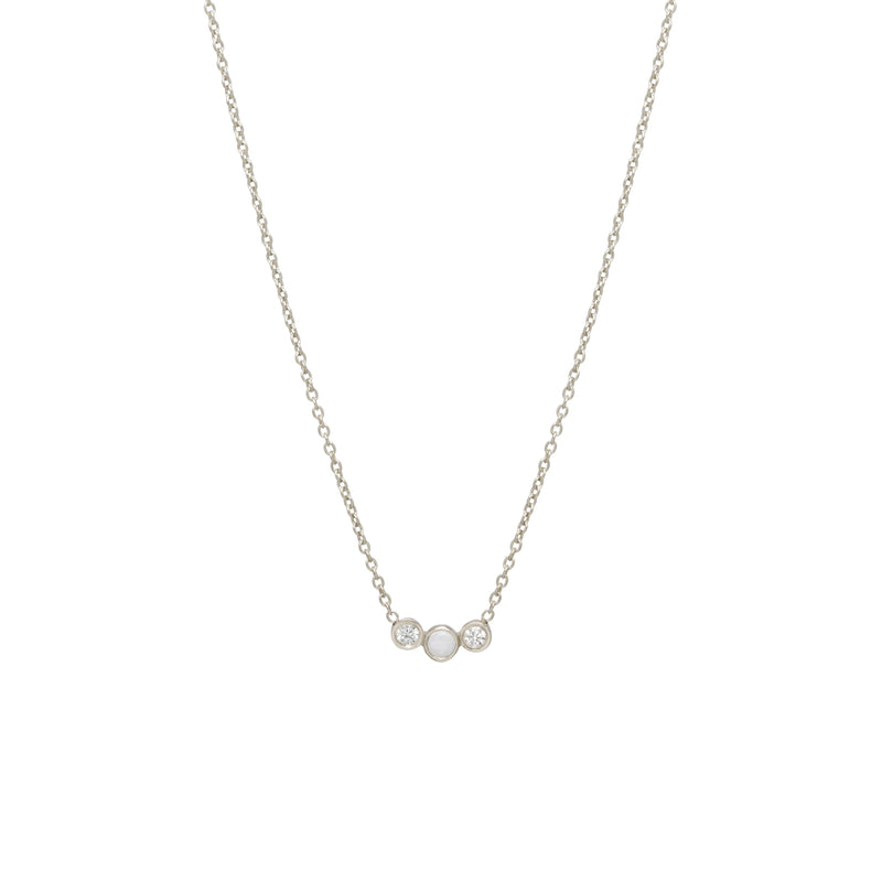 Zoë Chicco 14kt White Gold 3 Graduated Bezel Set Opal & Diamond Necklace