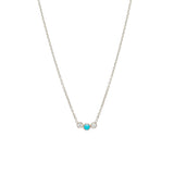 14k Graduated Turquoise & Diamond Bezel Necklace