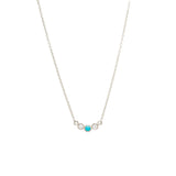 14k 5 Graduated Bezel Turquoise & Diamond Necklace