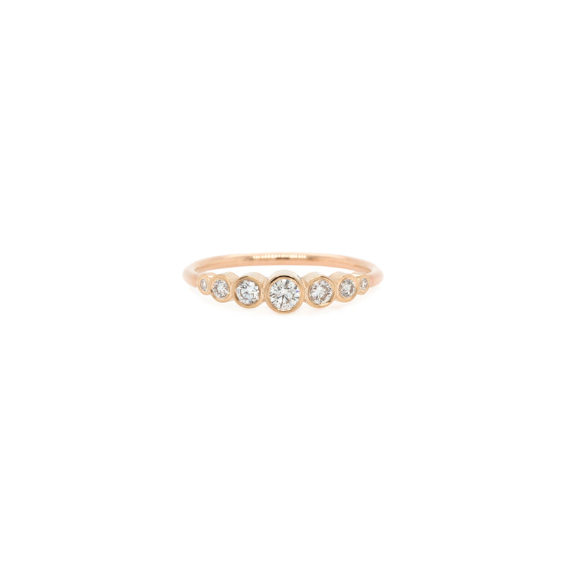 14k 7 Graduated Diamond Bezel Ring