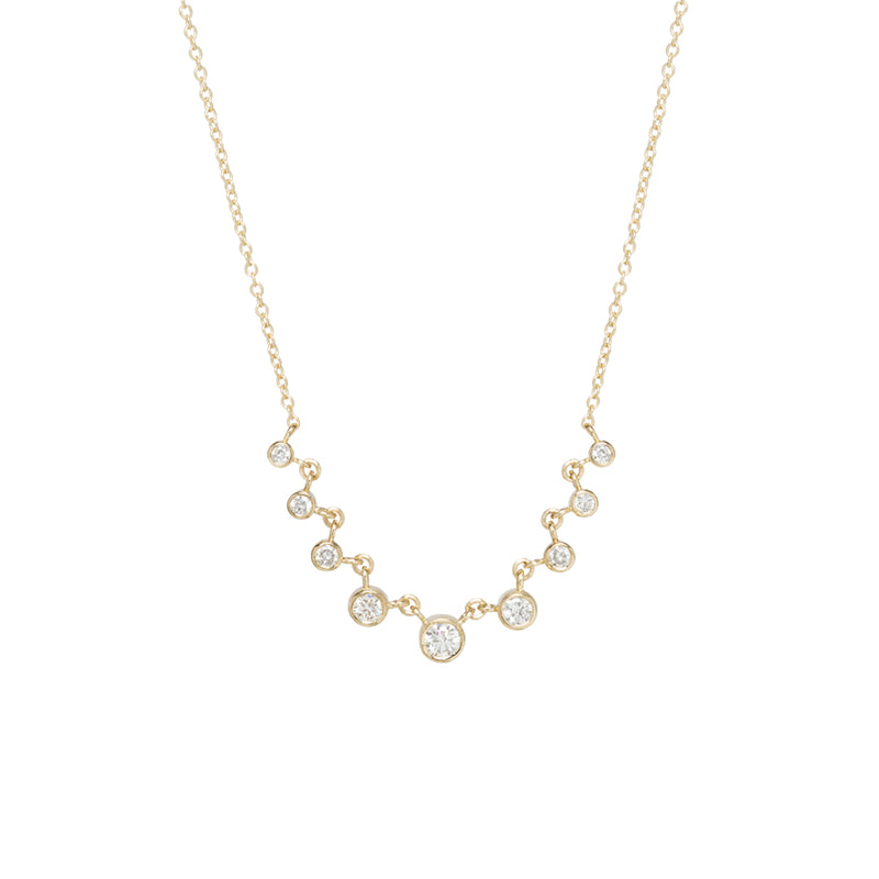 Zoë Chicco 14k Gold 9 Linked Graduated Diamond Bezel Necklace
