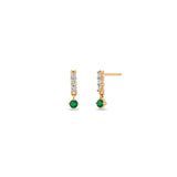 Zoë Chicco 14k Rose  Gold Diamond Bar Drop with Dangling Prong Emerald Earrings
