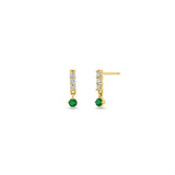 Zoë Chicco 14k Gold Diamond Bar Drop with Dangling Prong Emerald Earrings