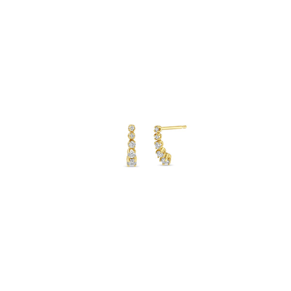Zoë Chicco 14k Gold Graduated Prong Diamond Curved Bar Drop Earrings