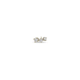 A single Zoë Chicco 14k Gold 3 Graduated Prong Diamond Curve Stud Earring for the left ear
