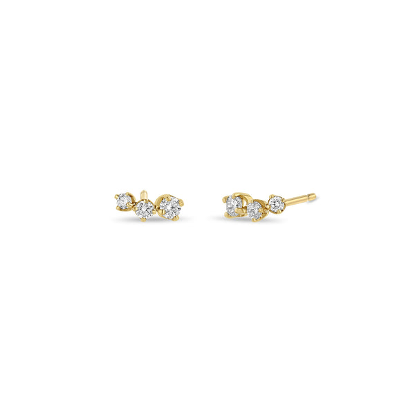 Zoë Chicco 14k Gold 3 Graduated Prong Diamond Curve Stud Earrings