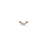 Single Zoë Chicco 14k Gold Small 5 Graduated Prong Diamond Curved Bar Stud Earring