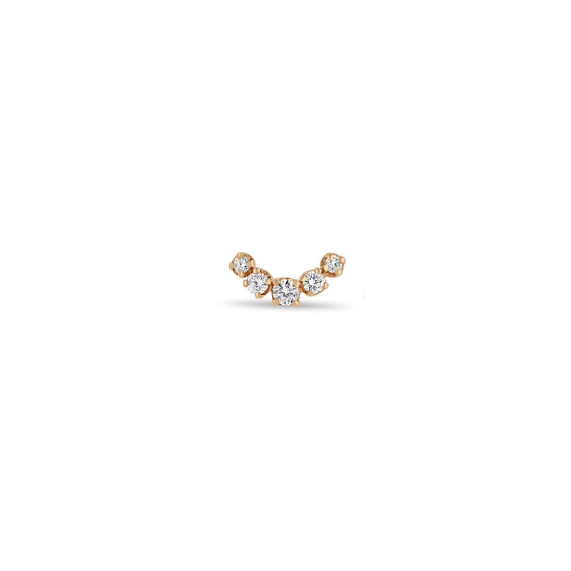 Single Zoë Chicco 14k Gold Small 5 Graduated Prong Diamond Curved Bar Stud Earring