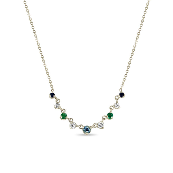 Zoë Chicco 14k Gold Linked Graduated Blue Ombre Gemstone Necklace