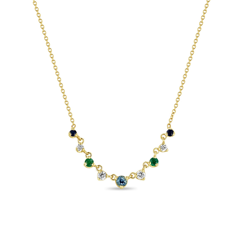 Zoë Chicco 14k Gold Linked Graduated Blue Ombre Gemstone Necklace