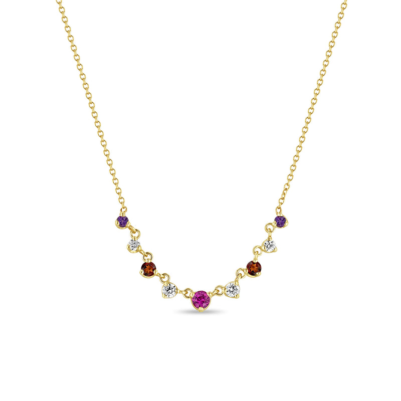 Zoë Chicco 14k Gold Linked Graduated Pink Ombre Gemstone Necklace