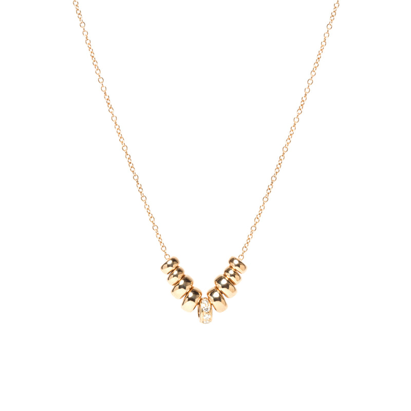 Zoë Chicco 14kt Gold 9 Graduated Rondelle Pavé Diamond Necklace