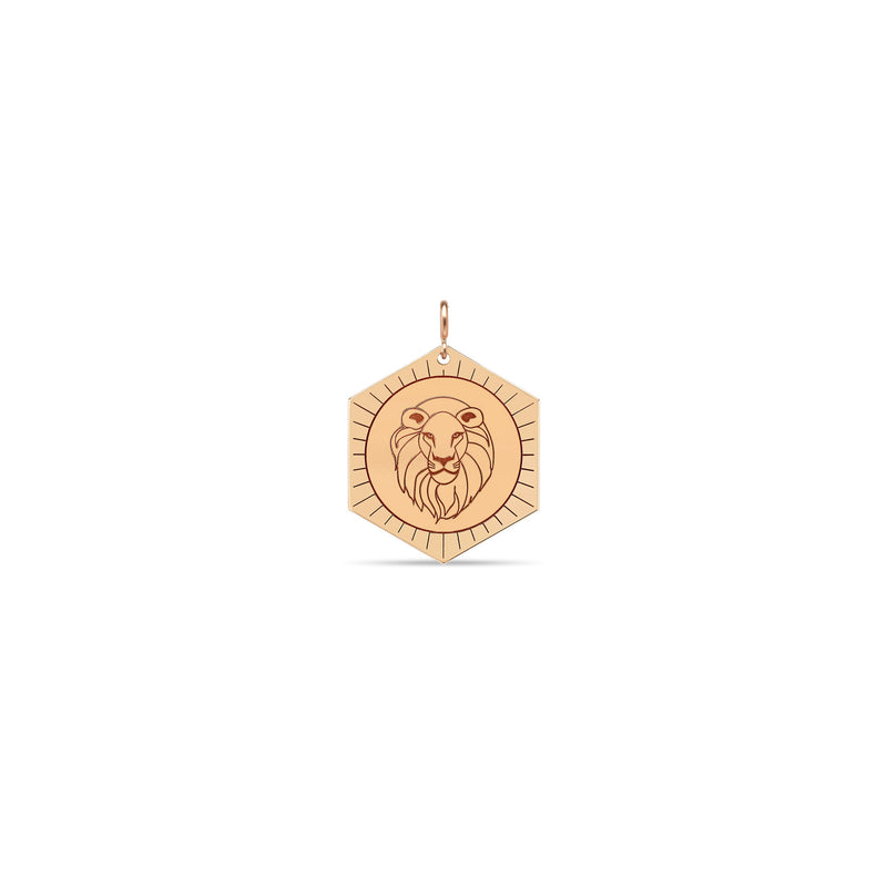 14k Single Animal Hexagon Medallion Charm Pendant