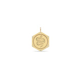 14k Single 5 Diamonds Animal Hexagon Medallion Charm Pendant