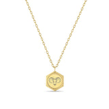Zoë Chicco 14k Gold Ram Hexagon Medallion Small Square Oval Chain Necklace