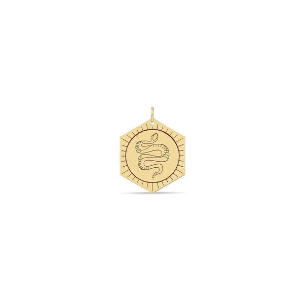 14k Animal Hexagon Medallion Charm Pendant - SALE