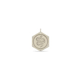 14k Single 5 Diamonds Animal Hexagon Medallion Charm Pendant