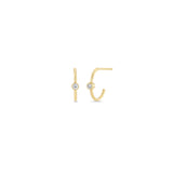Zoë Chicco 14k Gold Diamond Bezel Thin Huggie Hoop Earrings