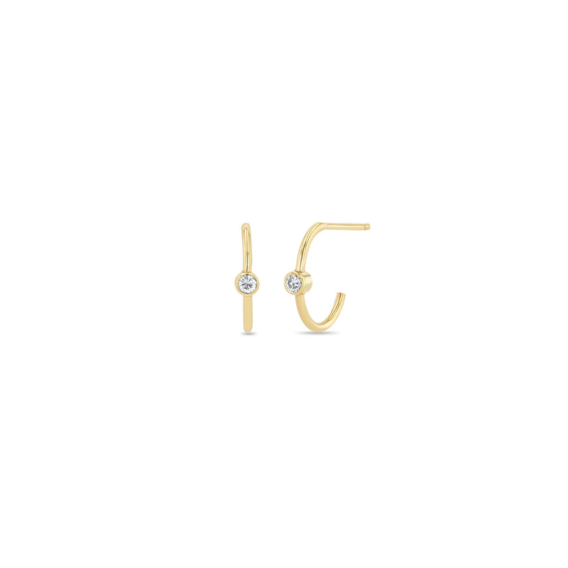 Zoë Chicco 14k Gold Diamond Bezel Thin Huggie Hoop Earrings