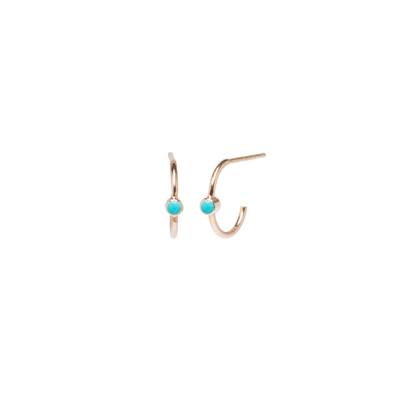 Zoë Chicco 14k Gold Turquoise Bezel Thin Huggie Hoop Earrings