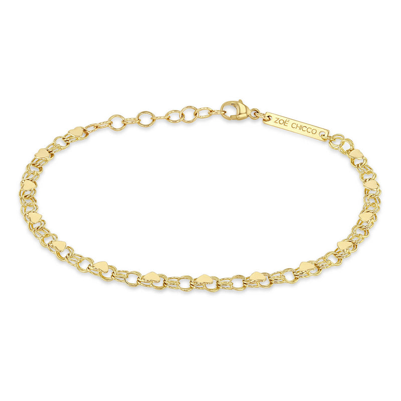 Zoë Chicco 14k Gold Heart & Double Link Chain Bracelet