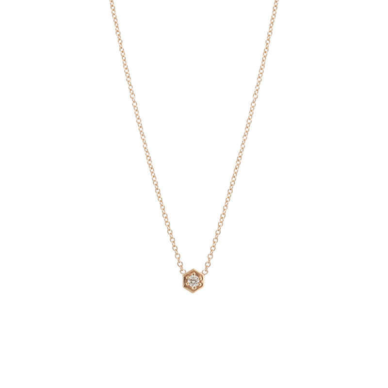 Zoë Chicco 14kt Gold Diamond Hexagon Necklace