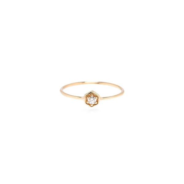 Zoe Chicco 14kt Gold Hexagon Diamond Ring