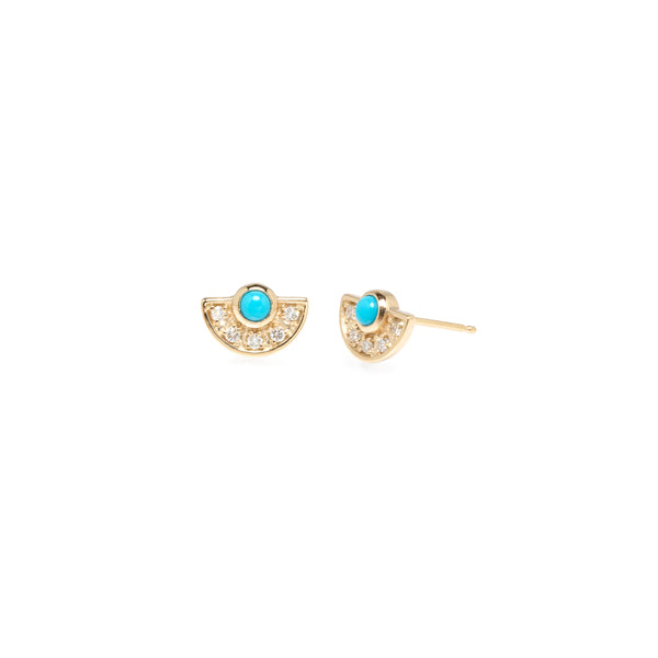 Zoe Chicco 14k Gold Turquoise & Diamond Horizon Fan Stud Earrings