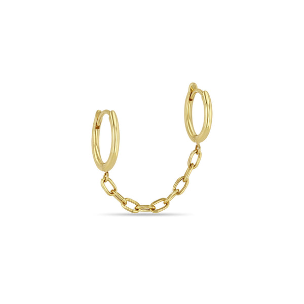 Zoë Chicco 14k Gold Small Square Oval Link Chain Double Hinge Huggie Hoop Earring
