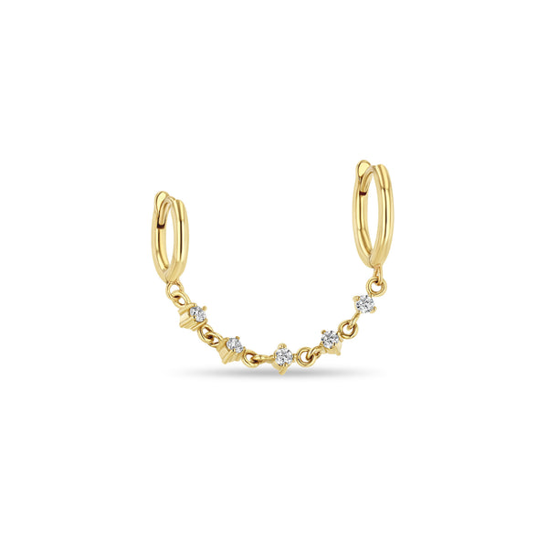 Zoë Chicco 14k Gold Linked Diamond Double Hinge Huggie Hoop Earring