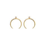 14k Prong Diamond Horn Earrings - SALE