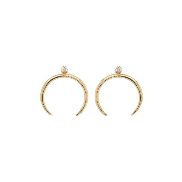 14k Prong Diamond Horn Earrings - SALE
